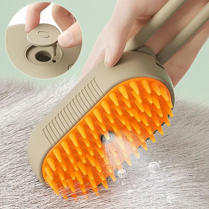 3-in-1 Steam Pet Brush – Electric Spray Grooming Comb Pawtivo
