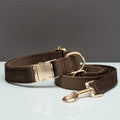Multiple Colour Velvet Personalise Dog Collar Leash Set With Bow Pawtivo