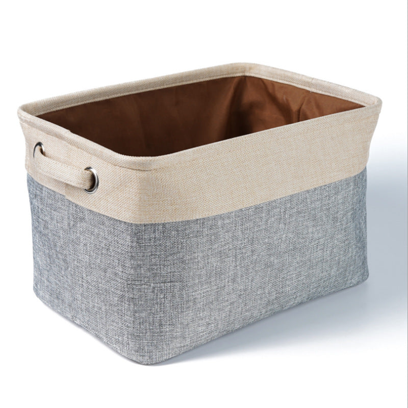 Rice gray linen dog toy storage basket