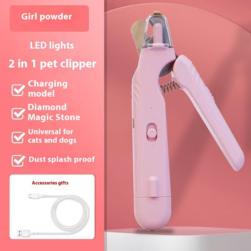 2 In 1 Pet Nail Clippers With Led Light Dog Cat Special Blood Line Scissors Multifunction Animals Paw Nail Trimmer Pet Supplies Pawtivo