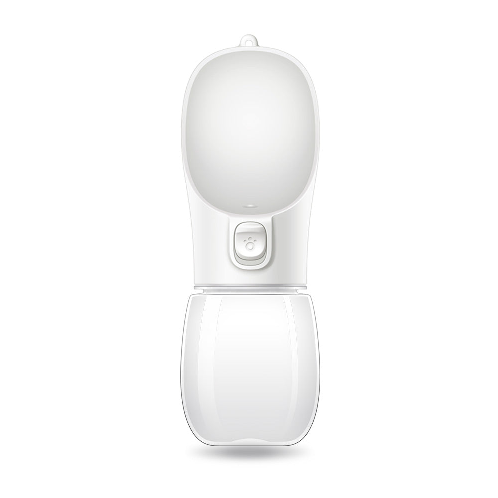 White portable light with a lampshade on a white background