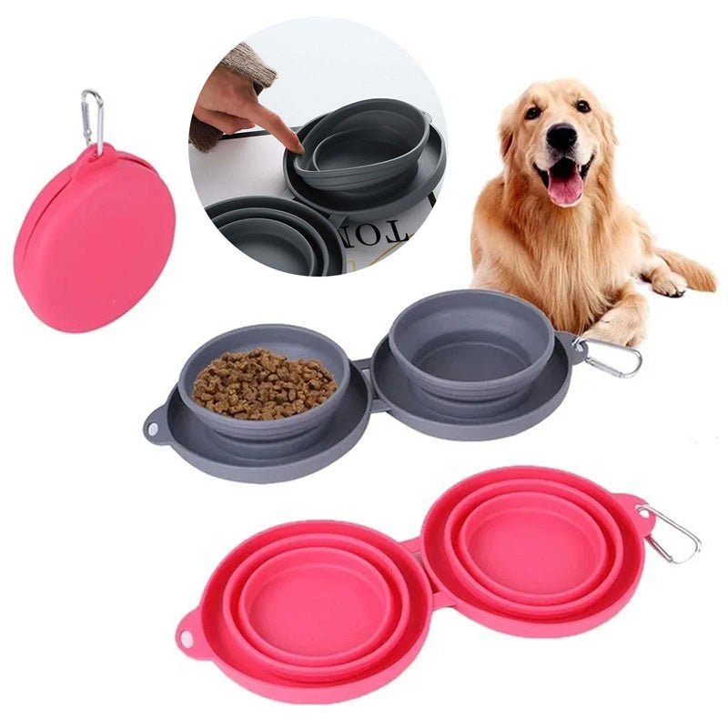 Portable pet feeding bowl set for dogs and cats